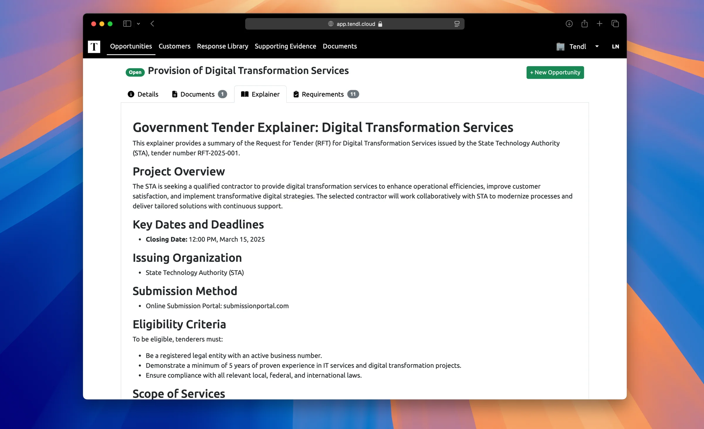 Tendl Decision Support